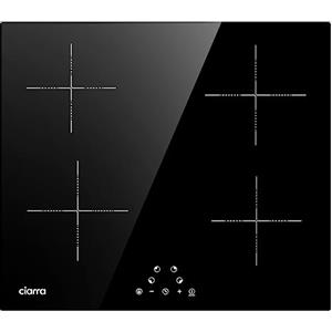 CIARRA Piano Cottura a Induzione 60 cm, Touch Indipendente, Time,CABBIH4 | 9 Livelli Potenza | 6000W | Timer | Sicurezza Bambini | Nera Vetroceramica Facile