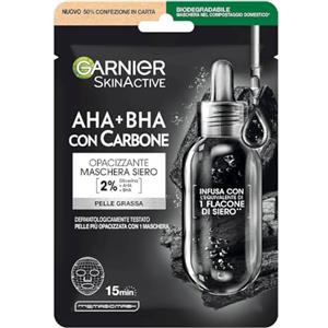Garnier Maschera in Tessuto Pure Charcoal, Idratante per Pelli Normali o Miste, 28 g (Pack of 4)
