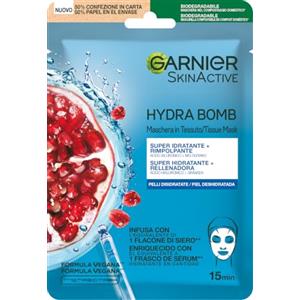 Garnier Hydra Bomb Maschera In Tessuto Super Idratante al Melograno, 28 gr | Acido Ialuronico, Effetto Rimpolpante, Per Pelli Disidratate, Azione Rapida
