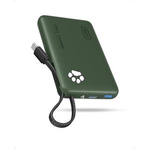 INIU 45W Power Bank, Mini-Größe 10000mAh PowerBank mit Integriertem USB-C Kabel, Schnellladen Externe Handyakkus USB C In&Out, Klein Aber Stark für iPhone 17 16 15 Xiaomi Mini Samsung, Grün