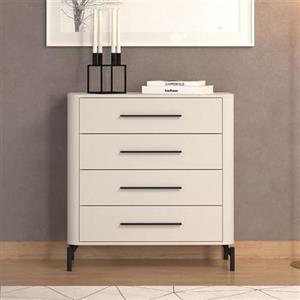 Dmora Cassettiera Chikoya 90x40x94h cm Bianco 4 Cassetti Apertura Scorrevole, Chiusura Scorrevole