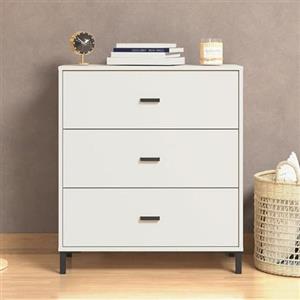 Dmora Cassettiera Chikina 80x40x90h cm Bianco 3 Cassetti Apertura Scorrevole, Chiusura Scorrevole