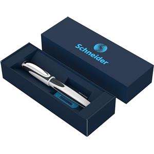 Schneider Ray - Penna roller in confezione regalo, con cartucce di inchiostro standard, adatto per destrorsi e mancini, colore: bianco/grigio scuro