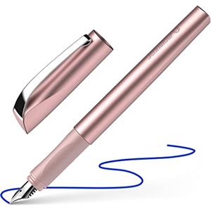 Schneider Ceod Shiny, Penna stilografica per mancini e destrorsi, pennino M, inclusa cartuccia di inchiostro blu reale, rosa cipria