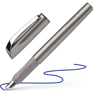 Schneider Ceod Shiny Stilografica Penna, Medio, Grafite | Spessore tratto M, inchiostro blu reale, ricaricabile, impugnatura ergonomica, destrimani e mancini
