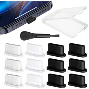 AXFEE 12Pezzi Tappi Antipolvere, Tipo C Porta di Ricarica Spina Antipolvere | Connettore Antipolvere, Compatibile con iPhone 17/16/15/ Pro/Pro Max/XS/XR, Samsung Galaxy OnePlus Xiaomi Redmi Motorola