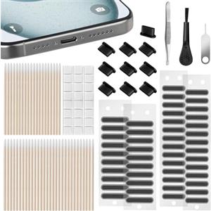 AXFEE 116 Pezzi Tappi Antipolvere, USB C, con Tamponi di Pulizia e Pinzetta | Kit Antipolvere per Telefono, Porta di Ricarica Spina Antipolvere, per iPhone 17/16/15 Pro Max Samsung Galaxy OnePlus Xiaomi