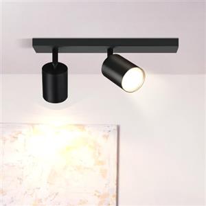 ZMH Plafoniera LED faretto da soffitto nero: lampada da soffitto GU10 spot | 2 fiamme Faretti da soffitto orientabili a 350° lampada da corridoio moderna faretto da parete industriale per soggiorno