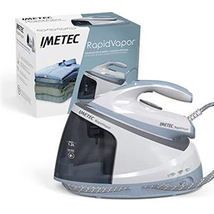 Imetec Rapidvapor Ferro da Stiro Generatore di Vapore, Piastra Fluid Ceramic a Rapido Riscaldamento, Leggero, Sistema di Pulizia Calc Clean, Colpo Vapore 240 g, 2400 W, 5 Bar Pump