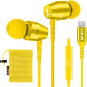 LUDOS OMNITONE Cuffie USB C, Garanzia 5 Anni, Auricolari USB C In-Ear per iPhone 16 15 Pro Max Plus iPad, Cuffie Type C con Microfono per Samsung Galaxy S24 S23 Ultra S22 S21 FE S20 A53 A54 - Giallo