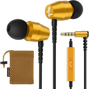 LUDOS OMNITONE Auricolari In-Ear Cuffie, Cuffiette con Filo e Microfono, 5 Anni di Garanzia, Cuffie Isolamento Acustico, Cuffiette Cellulare, Jack 3,5 mm per iPhone, Apple, Samsung, Huawei - Oro