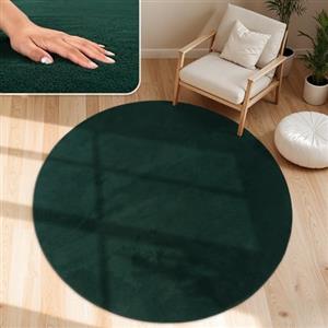 Paco Home Tappeto Moderno e Morbido per Soggiorno a Pelo Corto Lavabile Fluffy Uni Effetto Pelliccia Senza Tempo Elegante Antiscivolo Facile da Pulire, Dimensione:80 cm tondo, Colore:Verde