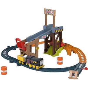 THOMAS & FRIENDS Fisher-Price Il Trenino Thomas Pista Cantiere di Diesel | Include 150 cm di pista con locomotiva a batteria, carico e accessori, per bambini in età prescolare, JBW20