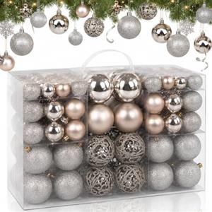 Bakaji Confezione 100 Palline Di Natale Diametro 3/4/6 cm Addobbi e Decorazioni Per Albero Di Natale (Champagne)