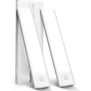 AiQInu Luce Armadio 66 LED con Sensore Movimento, USB Ricaricabile Led Sottopensile,20cm Dimmerabile Lampada Armadio con Striscia Magnetica Adesiva per Cucina, Scale, Corridoi