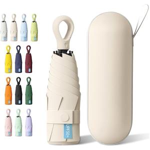 HCQC Ombrello Ultra Leggero Pieghevole Mini da Viaggio - Protezione UPF 50+, Impermeabile e Compatto - Ombrello Tascabile per Uomo e Donna con Custodia a Capsula