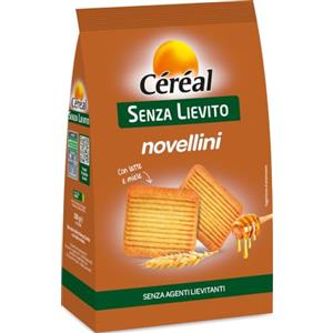 CÉRÉAL NOVELLINI, Biscotti senza lievito, Gustosi con latte e miele, OTTIMI per una colazione ricca di benessere, Per intolleranti al lievito, 250 gr