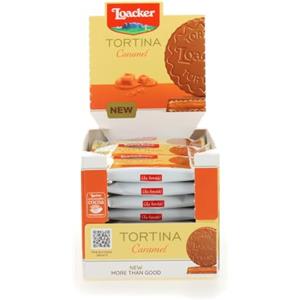 Loacker, Tortina Caramel, Wafer con Caramello, 24 monoporzioni da 21g | Cialde di Wafer Ricoperte di Cioccolato al Latte 100% latte alpino non OGM, Biscotti per Merenda, Snack e Dessert