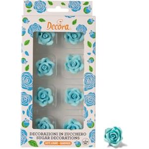 Decora 0500392 Confezione da 8 Rose Piccole Azzurra