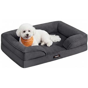 FEANDREA Cuccia Ortopedica per Cani in Flanella, 76 x 51 x 16 cm | Letto per Cani con Bordo Rialzato, 1 Pezzo, Grigio Ardesia, Collezione BLOMFY PGW321GN01