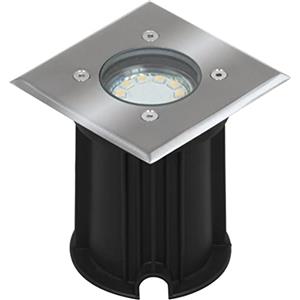 Ranex 5000.459 Faretto a Pavimento Quadrato a LED in Acciaio Inossidabile/Plastica/Vetro Spazzolato