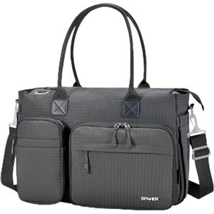 SPAHER Borsa Lavoro Donna per Insegnanti Borsa Viaggio 40x30x15, Grigio | 17 Tasche con Diverse Funzioni, Scomparto per Laptop 15,6 Pollici, Tasca Isolata, per Personale Femminile, Insegnanti, Mamme