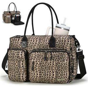 SPAHER Borsa Lavoro per Insegnanti Borsa Viaggio 40x30x15, Leopardo | 17 Tasche con Diverse Funzioni, Scomparto per Laptop 15,6 Pollici, Tasca Isolata, per Personale Femminile, Insegnanti, Mamme