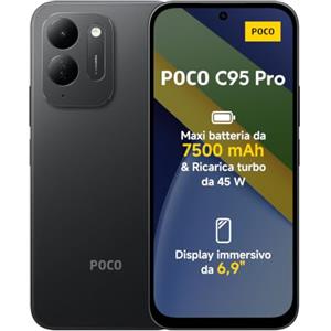Xiaomi POCO C95 Pro, Smartphone 8+256GB, Nero, Batteria 7500mAh,Ricarica Turbo 45W | Display Immersivo da 6,9" 120Hz, Potente Helio G91-Ultra, Doppia Fotocamera AI da 50 MP, HyperOS 3, 1 Anno Extra di Garanzia