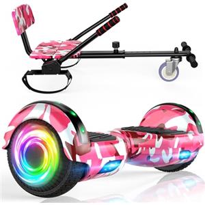 SISIGAD SISISIGAD Hoverboard Go Kart Combo, Hoverboard con sedile, 6.5 inch Self Balancing Scooter con luci LED Bluetooth, Go Karts Hover Board for Kids