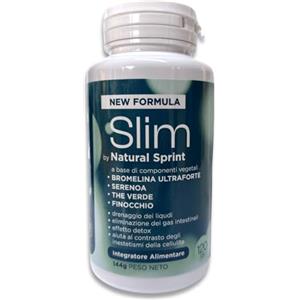 Natural Sprint Slim - Bromelina Alta Concentrazione 5000 GDU, Bromelina 2500 GDU, Serenoa Repens, The Verde e Finocchio. Drenante naturale, made in Italy, 120 Compresse Vegane
