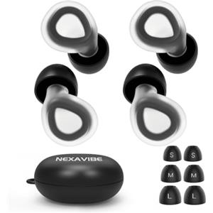 NEXAVIBE Tappi orecchie 2 coppie 33dB rumore sonno antirussamento | Inserti intercambiabili S/M/L, silicone ipoallergenico riutilizzabile, antiscivolo, astuccio compatto isolante acustico
