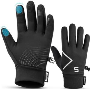 SAWANS Guanti da corsa e ciclismo, invernali, da uomo e da donna, termici, per guidare e fare sport, adatti per touchscreen, presa antiscivolo e antiurto, fodera in pile ispessito, antivento, per attività all'aperto ed escursioni
