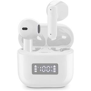cellularline TONE Auricolari TWS Bluetooth A Capsula con ENC (Environmental Noise Cancelling), 4 Microfoni, Display LED, Total Play Time 20 Ore, Bianco