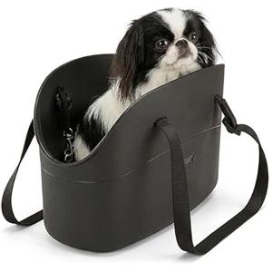 Ferplast Borsa per Cani fino a 5 Kg. Trasportino Gatti in Plastica Gommata, Impermeabile e Lavabile, Manici Regolabili, Cinghia di sicurezza, 35 x 14 x h 22 cm. Nero