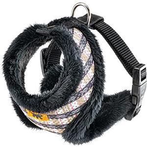 Ferplast Pettorina per Cani Gatti NIKITA FUR XS, Traspirante, Soffice Pelliccia Ecologica, Sottopancia Regolabile, Tartan