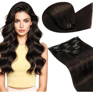 LaaVoo Extension Clip Capelli Veri 120g 7pcs, Castano Scuro, Remy Umani Naturali, Volume Extra, per Serate Eleganti, 35cm Colore 2