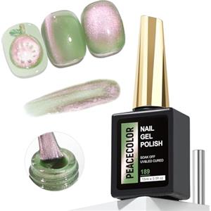 PEACECOLOR 15ml Cat Eye Gel Polish Semipermanente Unghie Smalto Gel Unghie U V LED Verde Chiaro Con Effetto Gatto Rosa Soak Off Nail Gel Polish Per Principianti E Studio Di Unghie