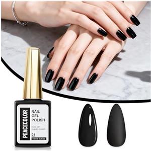 PEACECOLOR Smalto Semipermanente Unghie 15ml Gel Unghie Nero Colori Facile Da Us Gel Colorati Decorazione Per Unghie Fai Da Te Per Donne