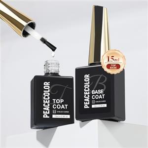 PEACECOLOR 15ml Base e Top Coat Kit Manicura U V LED Studio Salone | Top Coat Gel Base Semipermanente Unghie Smalto per Unghie in Gel UV/LED Soak Off Kit per Manicure