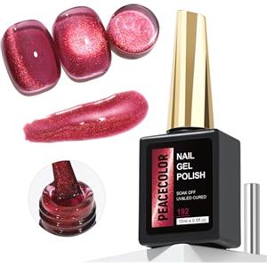 PEACECOLOR Cat Eye Gel Polish Semipermanente Unghie, Smalto Gel Unghie U V LED Rosso Bordeaux Con Effetto Gatto Rosso, 15ml Soak Off Nail Gel Polish Ideale Per Autunno Inverno E Festività