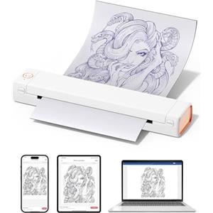 Phomemo M08F Stampante Termica Tattoo - Macchina Per Tatuaggi Senza Fili, A4 Stampante Tattoo, Stampante Per Stencil Tattoo per Tatuaggi Temporanei e Permanenti, Senza Inchiostro