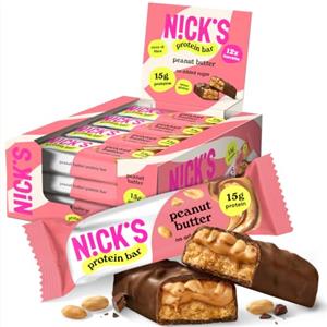 N!CK'S Barrette proteiche Burro di arachidi, 15 g di proteine, 214 calorie, low carb peanut butter barretta proteica keto senza zucchero aggiunti, senza glutine (12 protein bars x 50 g)