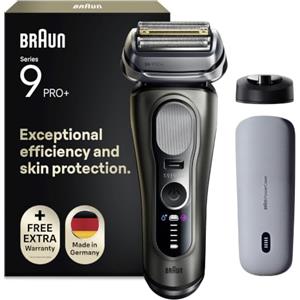 Braun Serie 9 Pro+ Rasoio Elettrico Barba, Custodia, 9625s Grafite | Regolabarba Uomo Impermeabile, Ricaricabile, con Rifinitore di Precisione e Base di Ricarica, Powercase, Idea Regalo