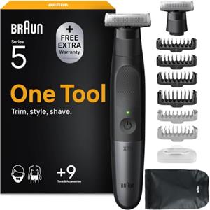 Braun Series XT5 Rasoio Elettrico Barba Tutto-In-Uno, Accessori XT5270 Nero | Regolabarba Uomo Braun, 9 Strumenti e Accessori, Testina Flessibile, Lama 4d, Skinshield, Impermeabile, Ricaricabile
