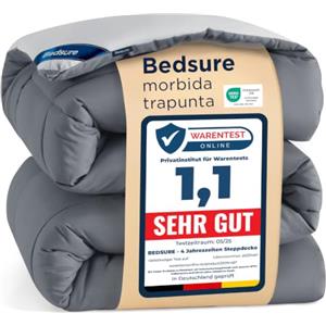 Bedsure Piumino Matrimoniale 4 Stagioni - Trapunta 200x200 cm | Fibra Cava 300g/m², OEKO-TEX, Ipoallergenico, Traspirante, Lavabile in Lavatrice, Resistente, Grigio/Grigio Chiaro