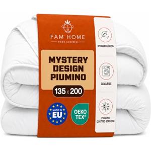 FH FAM' HOME HOME COSINESS FAM HOME Piumone Letto Singolo 135x200 cm Motivo trapuntato a sorpresa | 300 g/m² piumone caldo e traspirante - anallergico certificato OEKO-TEX e lavabile per un comfort ideale in tutte le stagioni