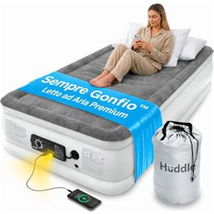 Huddle® Lussuoso letto ad aria singolo tecnologia brevettata SlumberGuard™ a doppia pompa | Materasso gonfiabile con pompa incorporata | Comodo materasso gonfiabile | Singolo, Matrimoniale, King