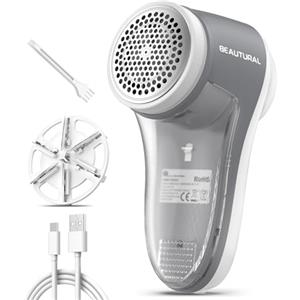 BEAUTURAL Leva Pelucchi Elettronico Portatile Ricaricabile USB-C | Motore Potente, 6 Lame Efficienti, Blocco Sicurezza, Portatile, Lunga Autonomia, Adatto per Maglioni e Tessuti d'Arredo