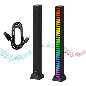 MAGIC SELECT Barra luminosa del ritmo musicale, Luci LED RGB multicolori, Lampe d'atmosfera musicale, 32 strisce luminose a LED con 18 modalità colore, per sala giochi, PC, TV, auto
