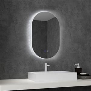 kleankin Specchio da Parete con Luce LED 81x51 cm Bagno 3 Colori 3000-6500K | Luminosità Regolabile, Antiappannamento con Funzione Memoria, Interruttori Touch, IP44, Orizzontale/Verticale